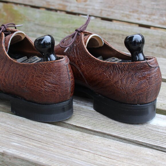 EUC Vtg 70s Florsheim Antelope Leather Derby, Men's 10.5 Narrow, Made in Canada - Picture 5 of 15